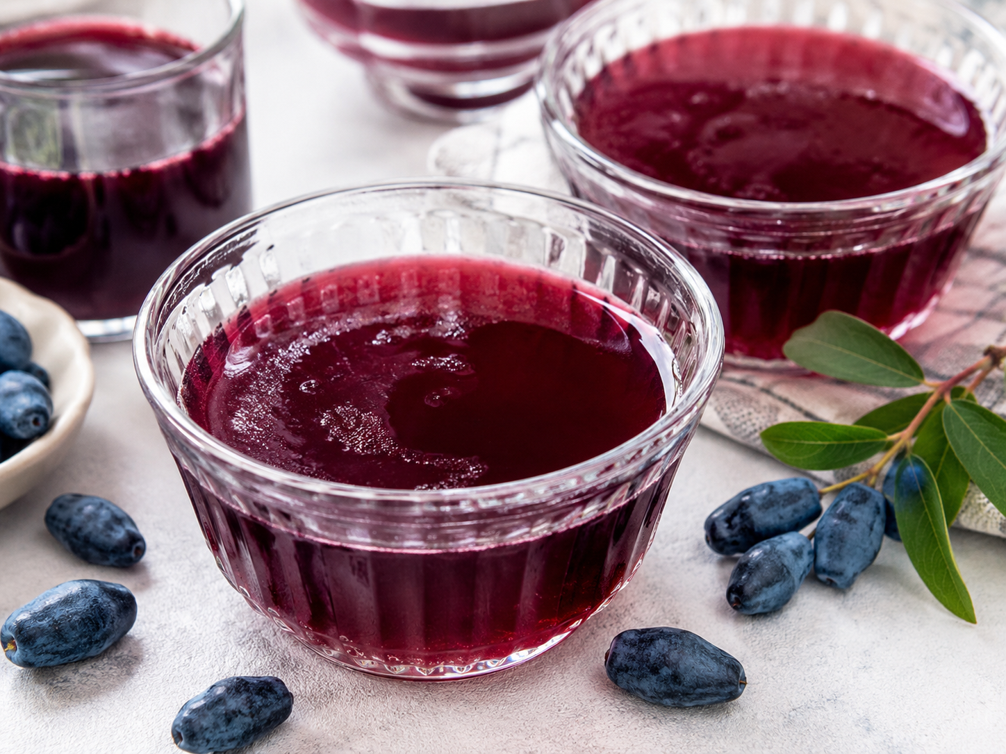 Colorful, refreshing, and very simple to prepare, this Haskap juice jello highlights the fruity and slightly tangy flavor of this small berry. Its light texture makes it an enjoyable dessert for the whole family, perfect for ending a meal or serving as a cool snack on hot days. 